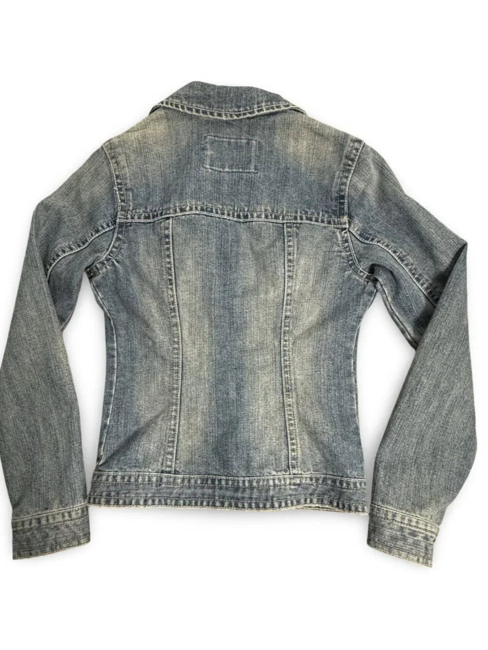 VTG Old Navy Denim Trucker Jean Jacket Girls XL Blue Y2K Stretch Pockets Casual